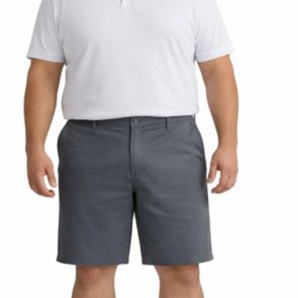 George Big Men’s Stretch Cotton Blend Twill Flat Front Shorts, 9” Inseam